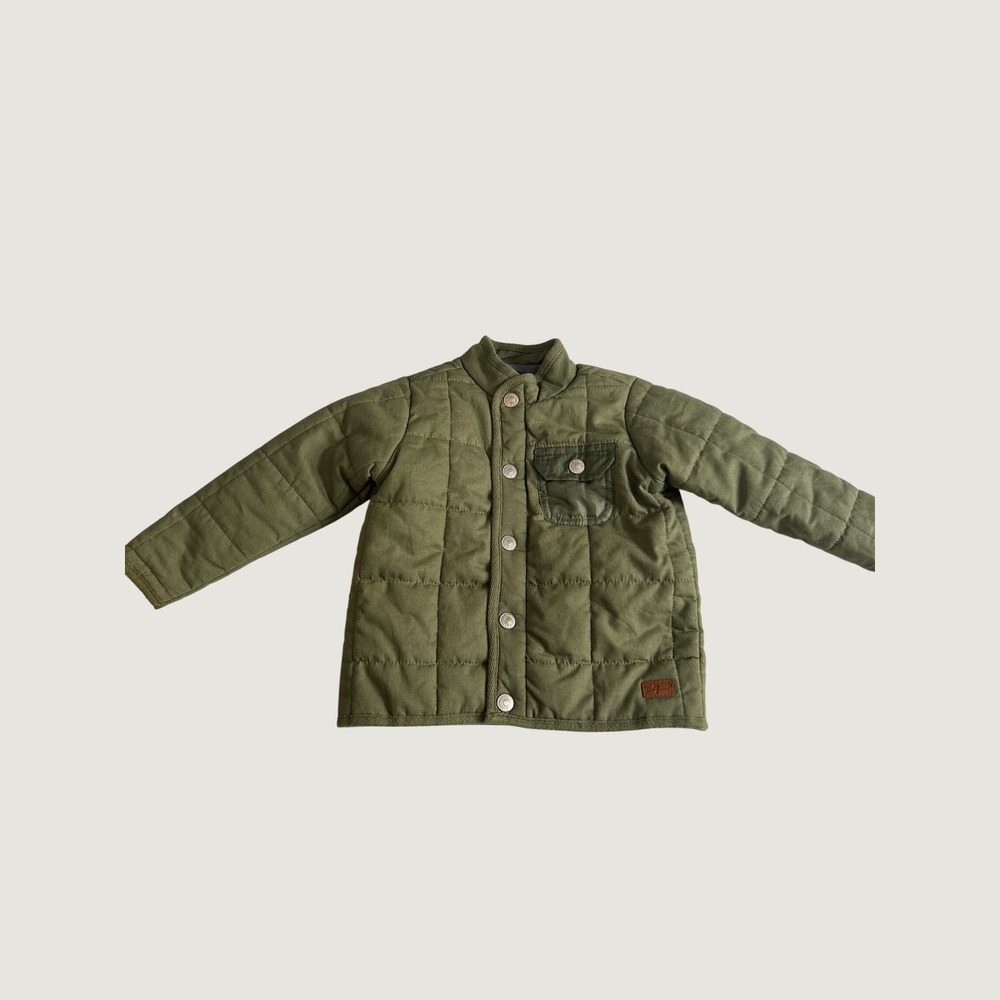7 For All Mankind Quilted Jacket Kids 24M Olive Green Snap Front Puffer Earthy